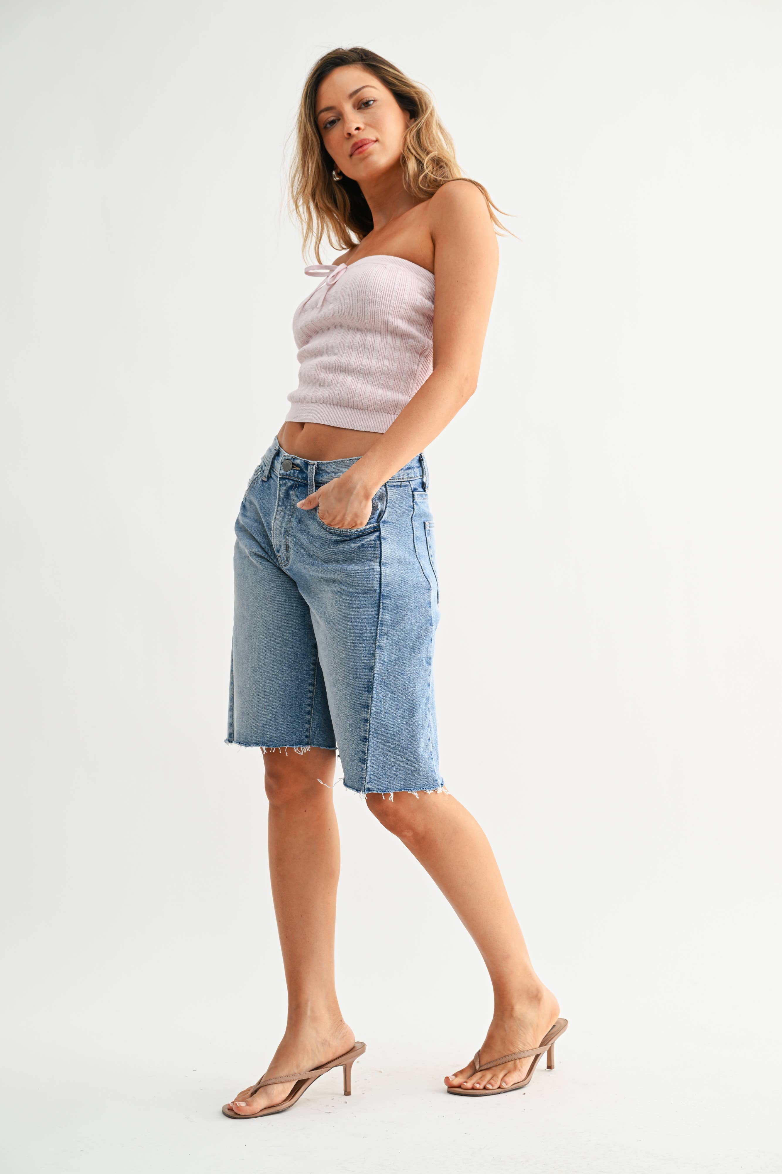 Seamed Longer Short Just Black Denim