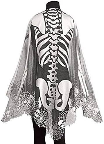 Skeleton 60x60 Pewter Lace Halloween Poncho Costume