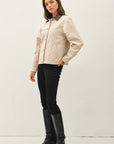 Barn Jacket with Faux Leather Collar