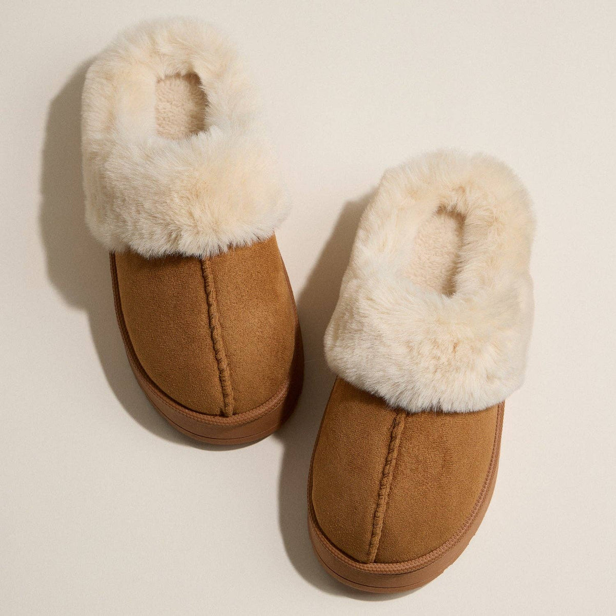 Faux Suede Fur Trim Platform Slippers | Cozy House Shoes