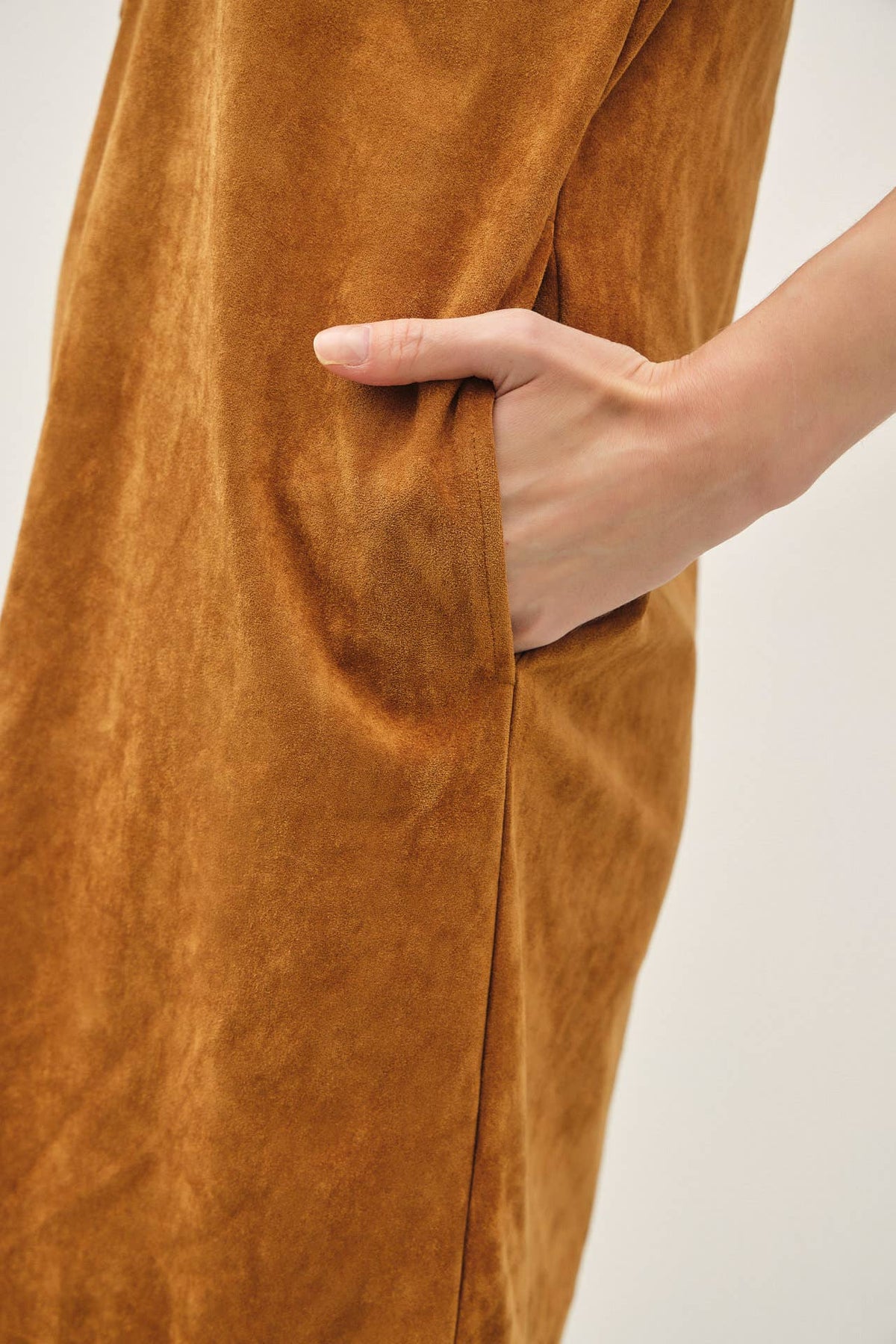 Faux Suede Polo Dress