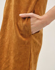 Faux Suede Polo Dress