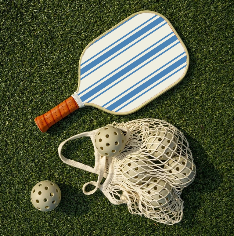 Pickleball Paddle - preppy striped, double sided print