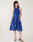 Ilona Dress Blue Polka Dot Ikat