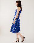 Ilona Dress Blue Polka Dot Ikat