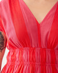 Hattie Dress Pink Red Linen Cotton
