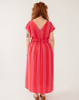 Hattie Dress Pink Red Linen Cotton