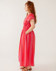 Hattie Dress Pink Red Linen Cotton