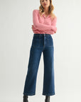 Patch Pocket Wide Leg Jean - Just Black Denim