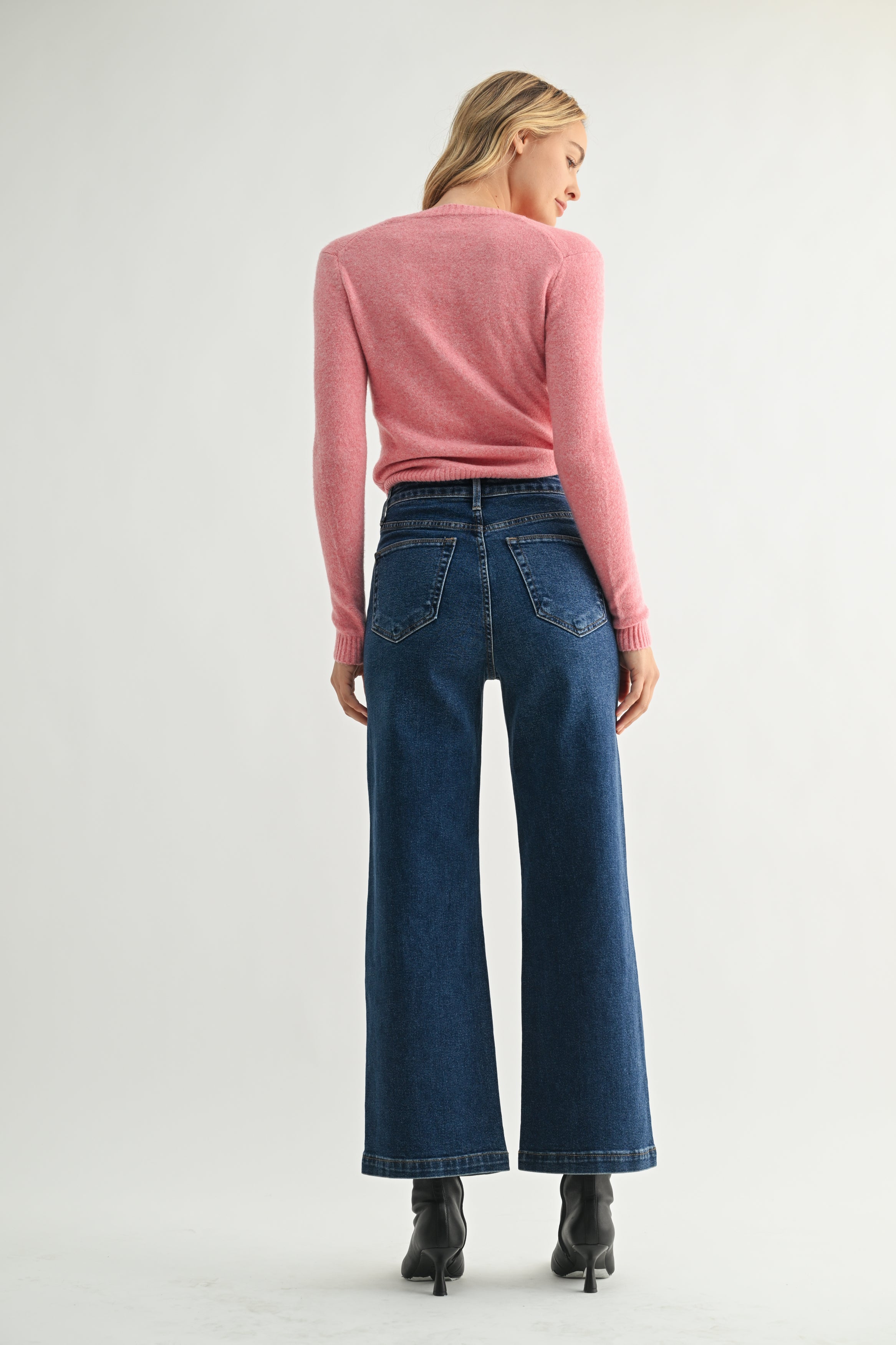 Patch Pocket Wide Leg Jean - Just Black Denim