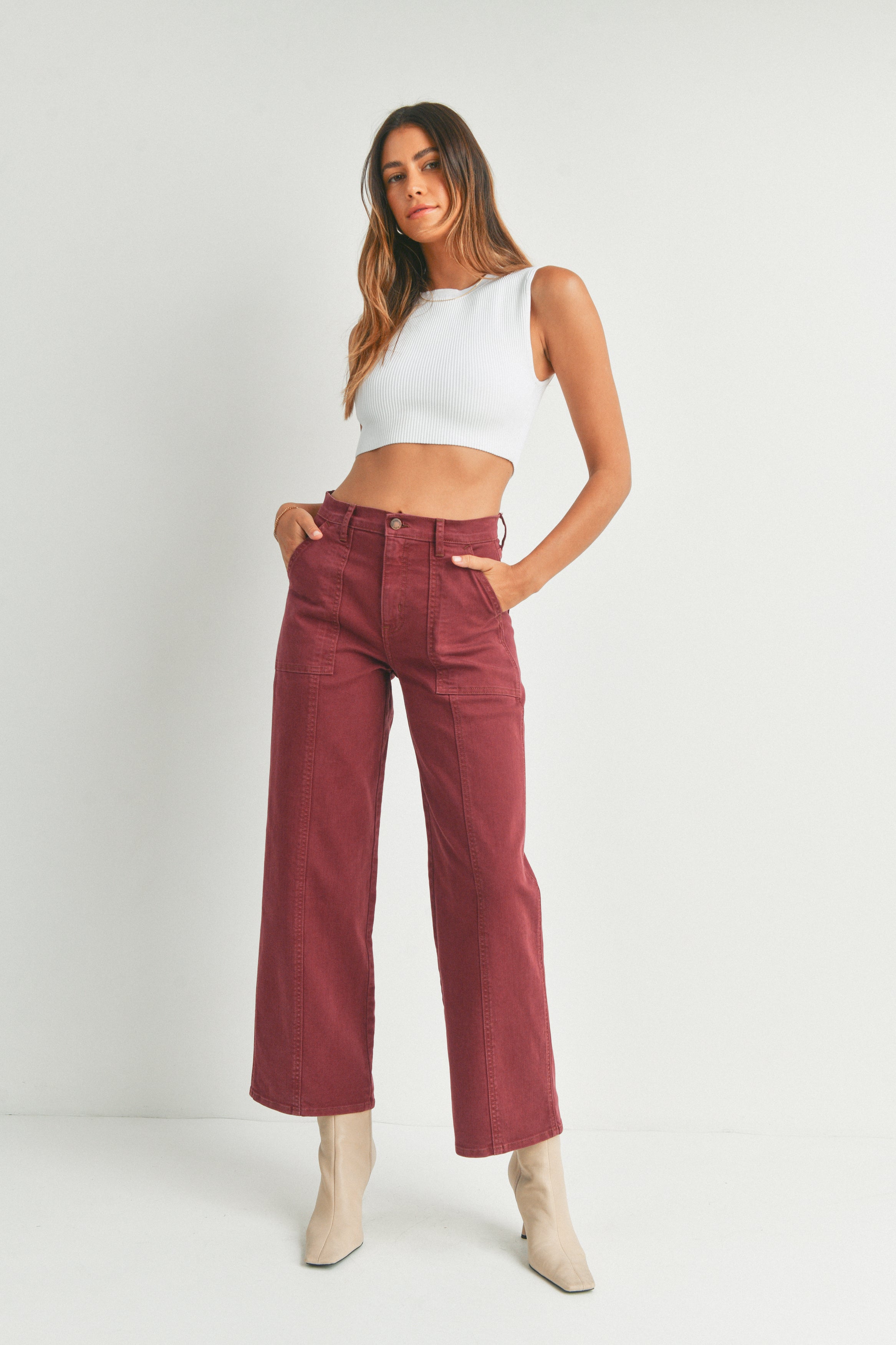 New Seamed Utility Straight Leg Jeans