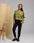 Ingrid Olive Geo Print Sweater - Known Supply