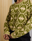 Ingrid Olive Geo Print Sweater - Known Supply