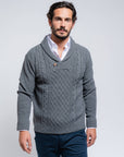Shawl Collar Pullover Cable Knit Sweater