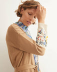 Shawl long cardigan with embroidery