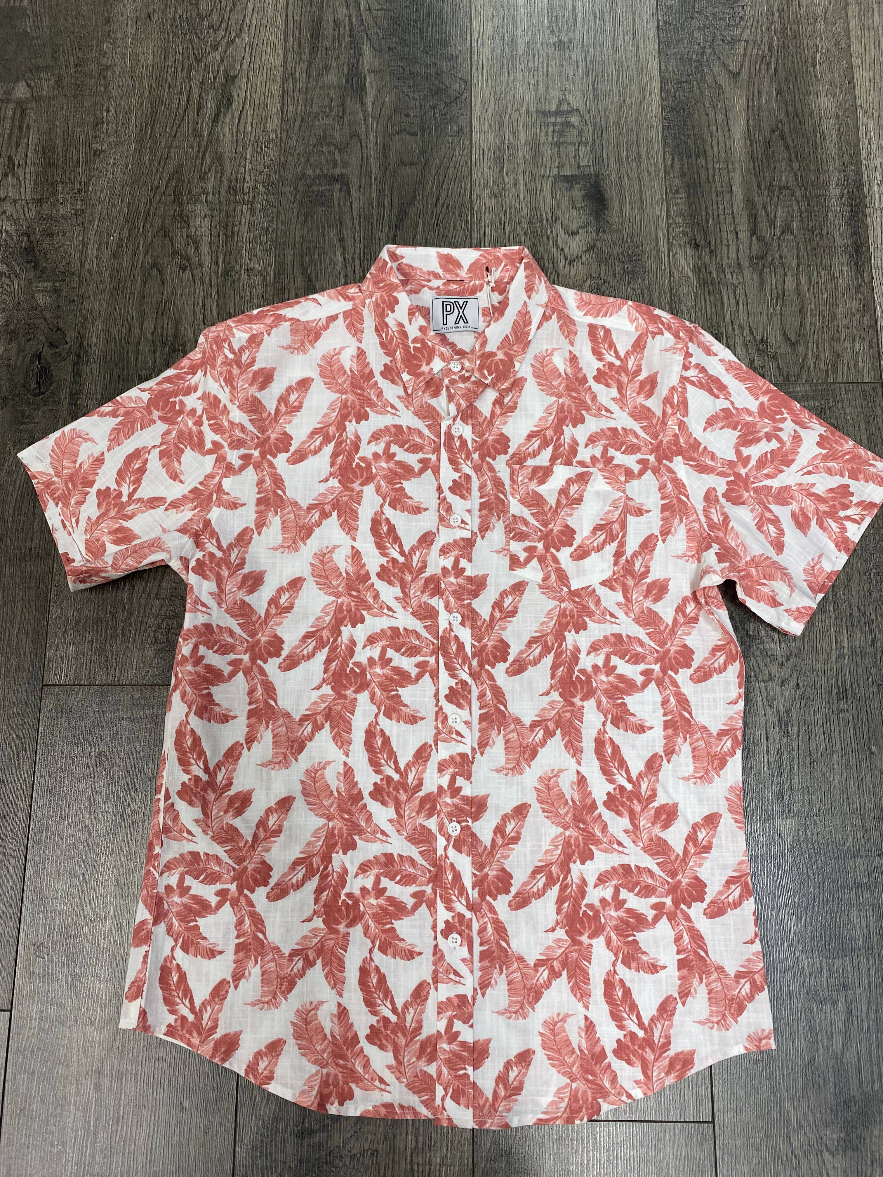 Short sleeve all over floral print slub shirt