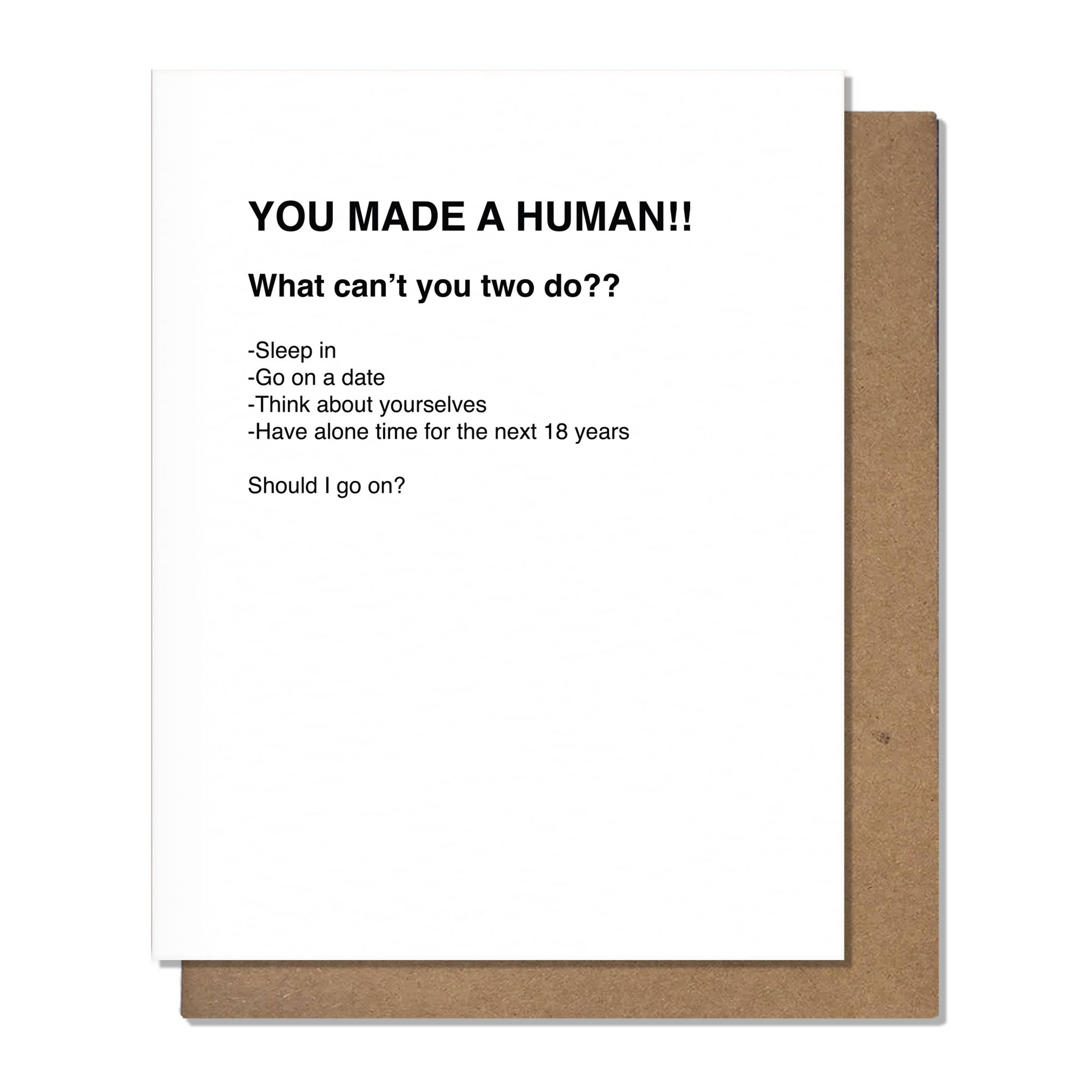 Pretty Alright Goods - Made a Human - Baby Card