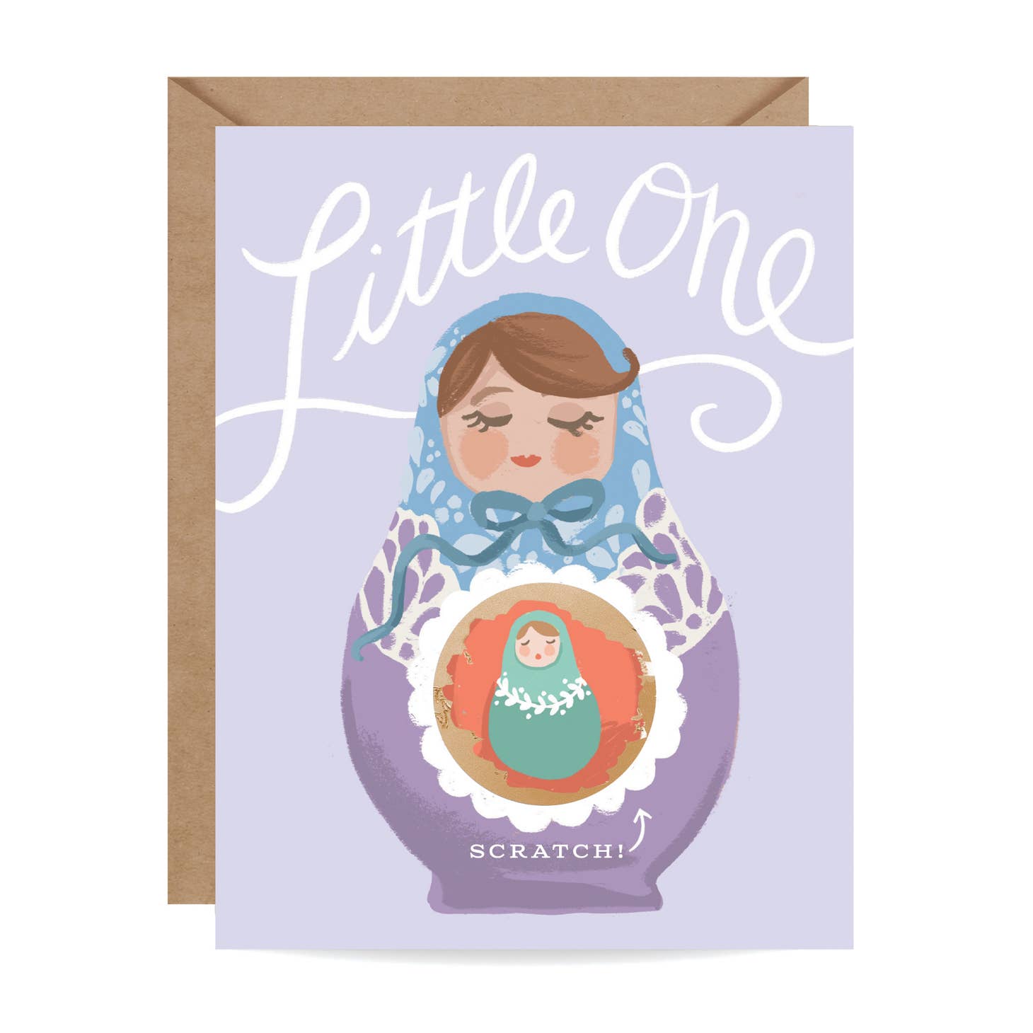 Scratch-off Nesting Doll New Baby Card