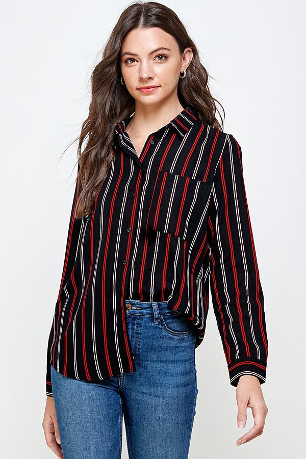 Ambiance Striped Button Down Top