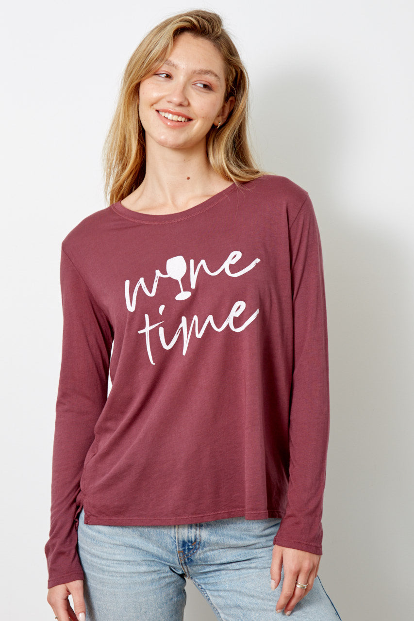&quot;Wine Time&quot; Long Sleeve Tee