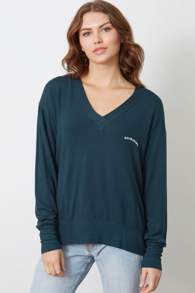 Holidaying V Neck Sweatshirt