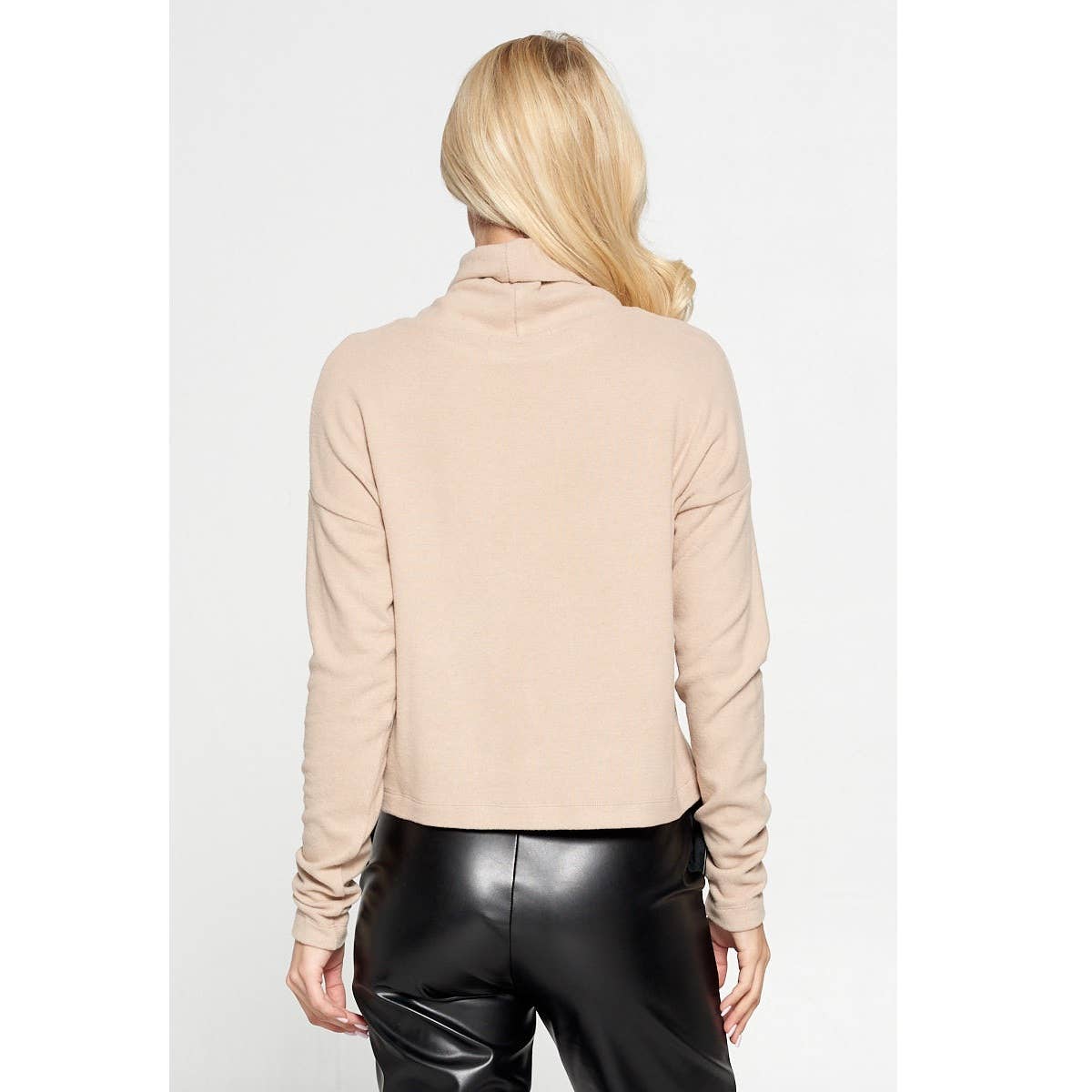Brushed Cowl Neck Long Sleeve Top