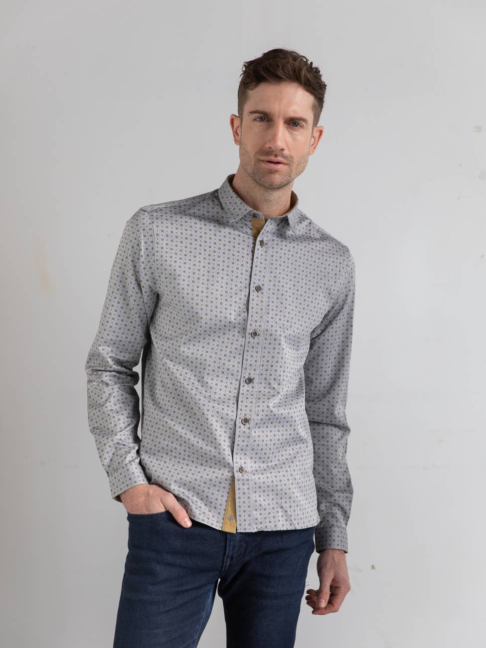 Button Down Cotton Long Sleeve Shirt