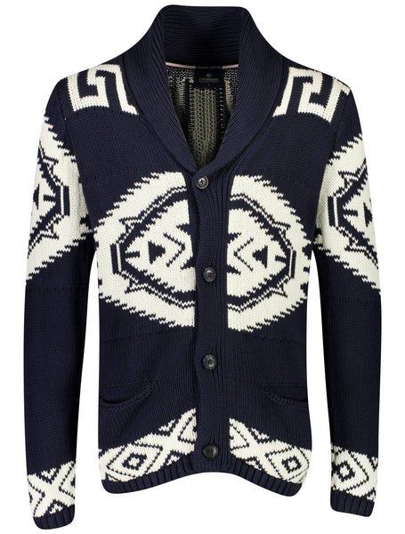 Shawl Collar Intarsia Cardigan