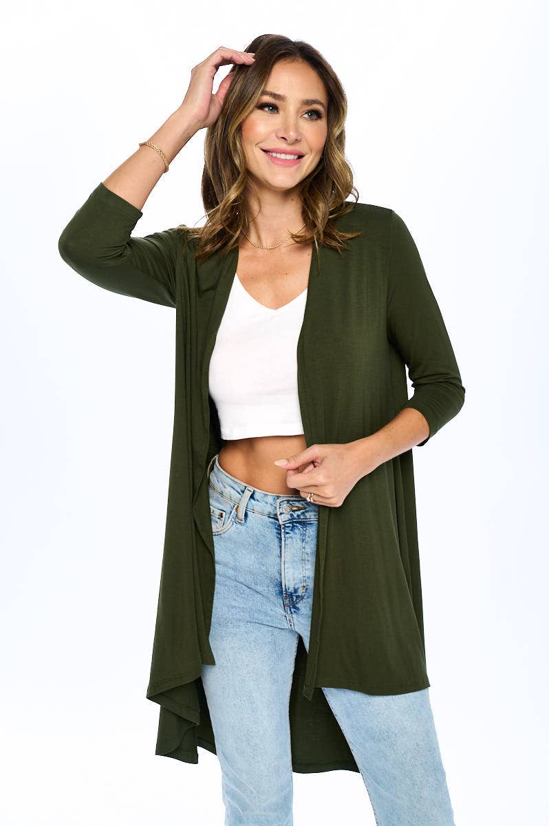 Solid Bamboo Open Front Cardigan