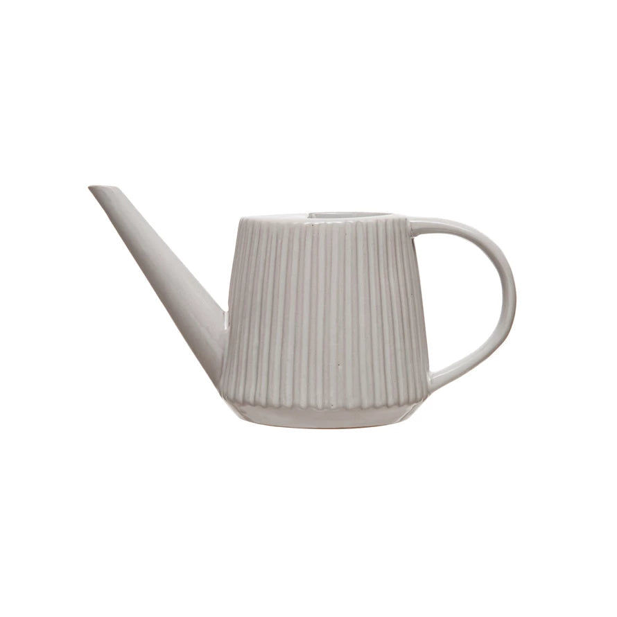 Stoneware Fluted Watering Can, Reactive Glaze