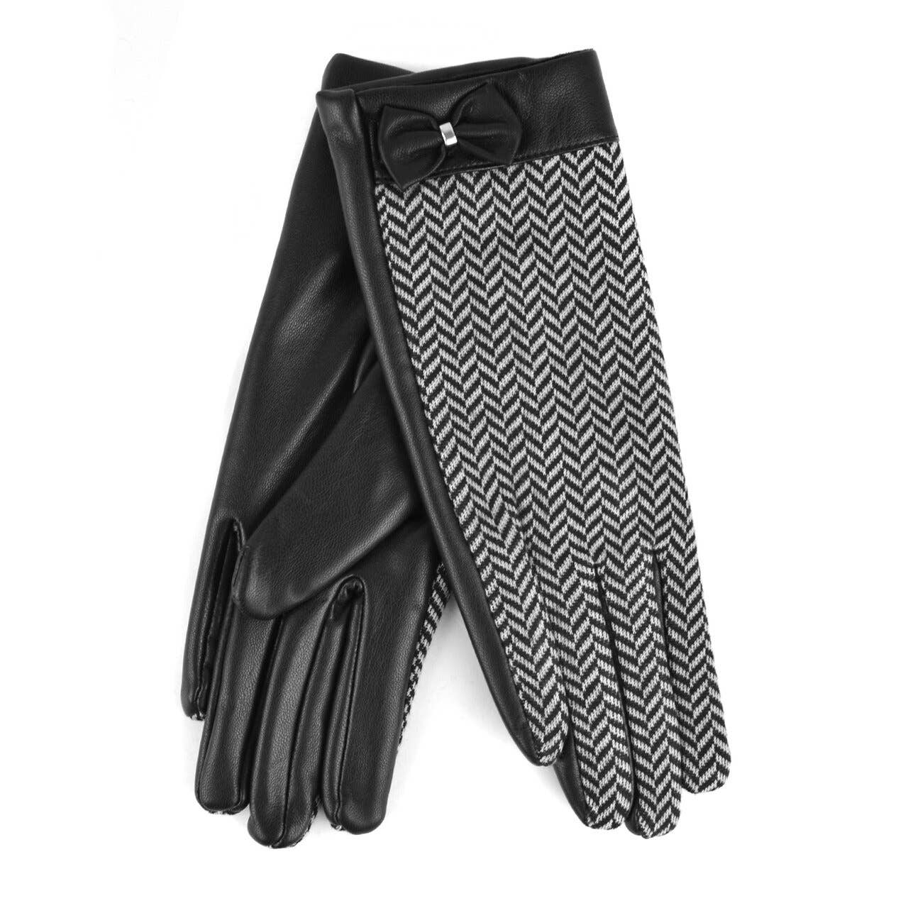 Women&#39;s Chevron and PU Leather Gloves