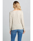 Long Sleeve Solid Knit Surplice Top